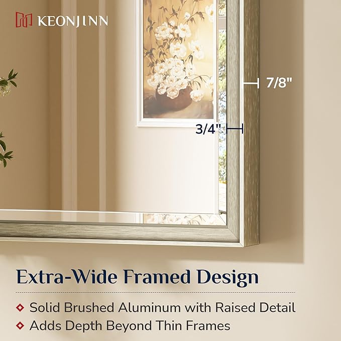 Keonjinn 48" x 30" Brushed Nickel Bathroom Mirrors