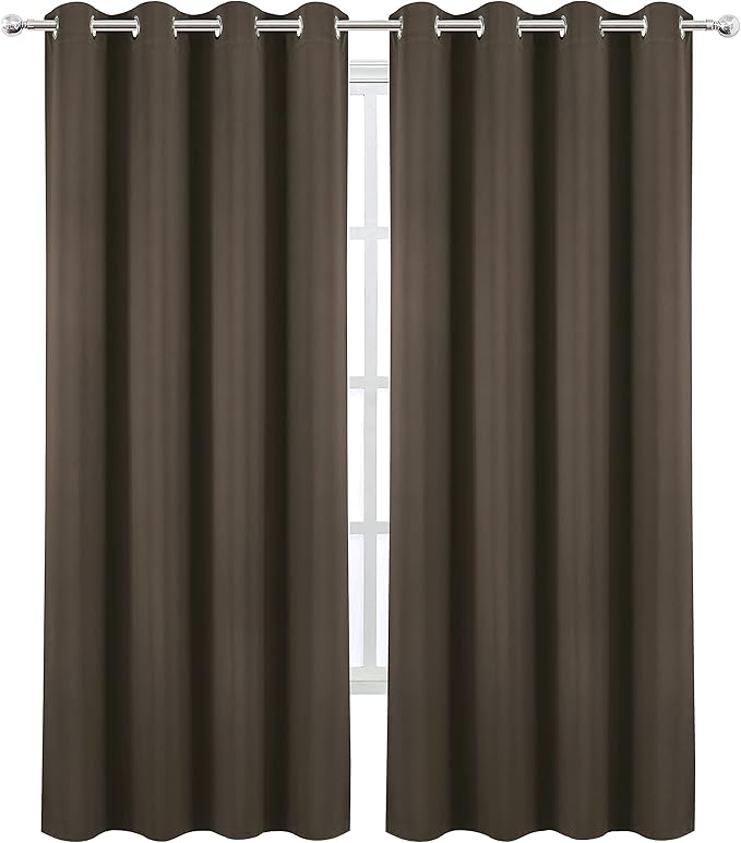 LEMOMO Blackout Curtains 66 x 84 inch/Chocolate Brown Curtains Set of 2