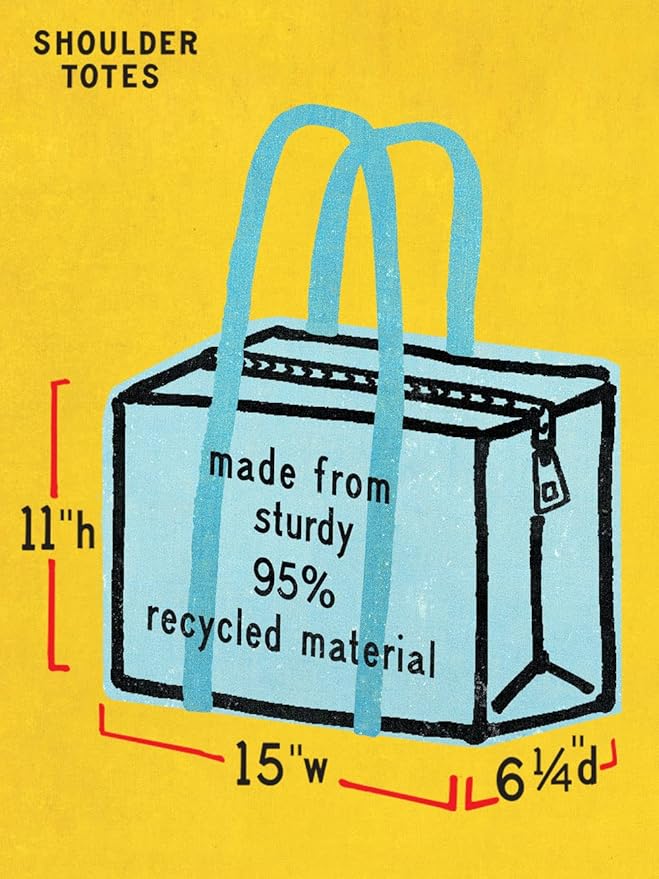 Blue Q Reusable Shoulder Tote Bag – Carry Everywhere Bag with a Hefty Zipper, Durable, Fun Design, 95% Recycled Material