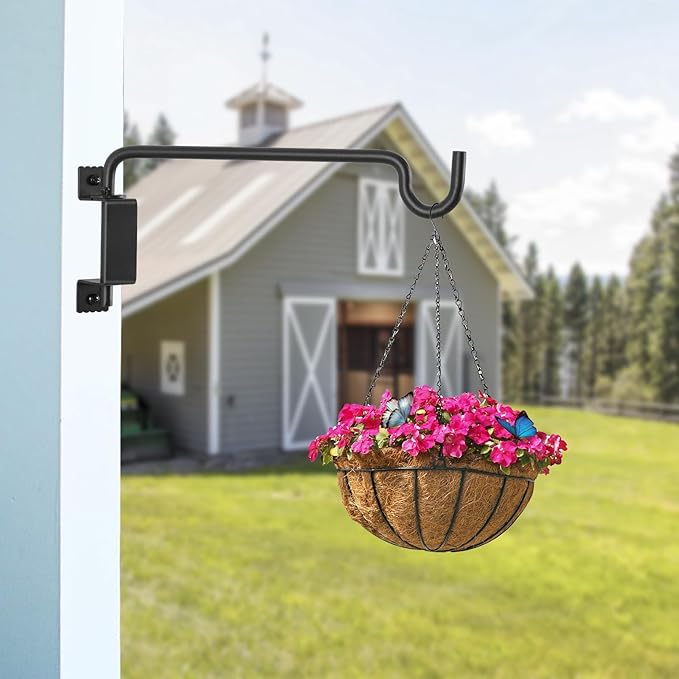 AILIN YELOKIE 12" 360° Swivel Plant Hanger - Heavy Duty Solid Steel Wall Hook, 12-Directional Adjustable for Bird Feeders, Outdoor/Indoor Plants, Garden & Patio