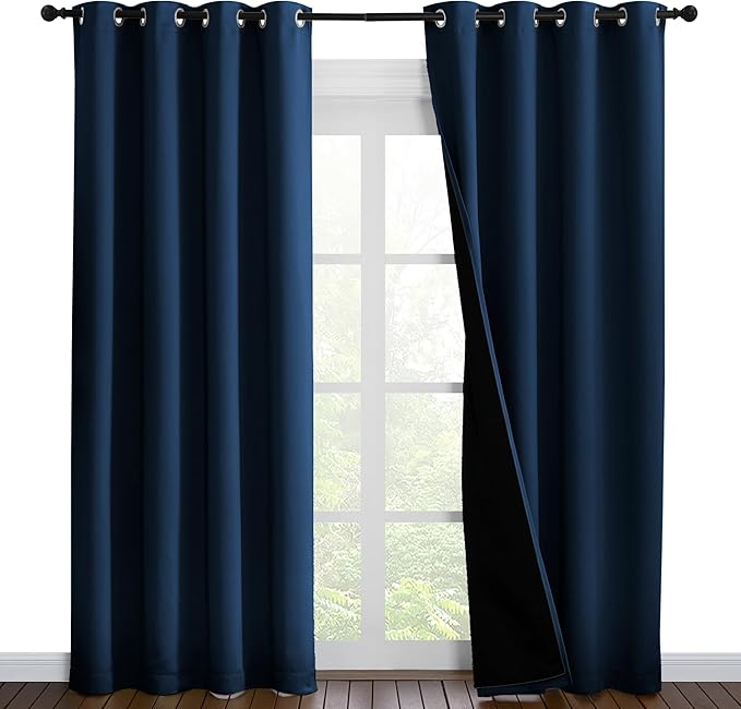 NICETOWN Moroccan Blue Full Shade Curtain Panels, Pair of Energy Smart & Noise