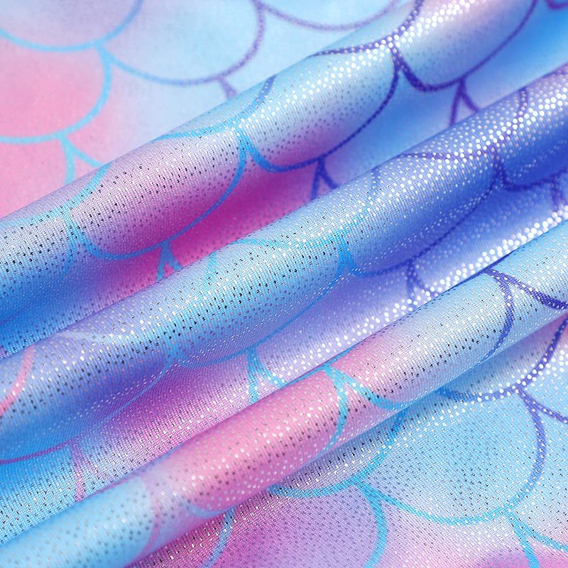 Belovance Leotards for Girls Gymnastics Dance Outfit size 7 8 Toddler Kid Athletic Dance Wear Shiny Pink Blue Mermaid Biketard (Pink Blue Mermaid, 9-10 Years)