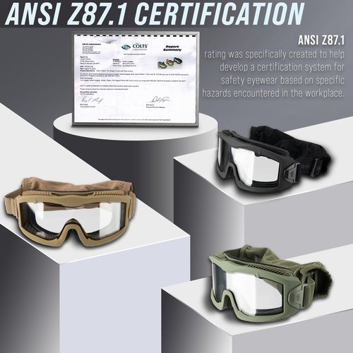 Lancer Tactical AERO Airsoft Tactical Safety Goggles -3mm Dual Pane Lens, Anti-Fog Glasses for Hunting and Cycling-One Len (TAN)