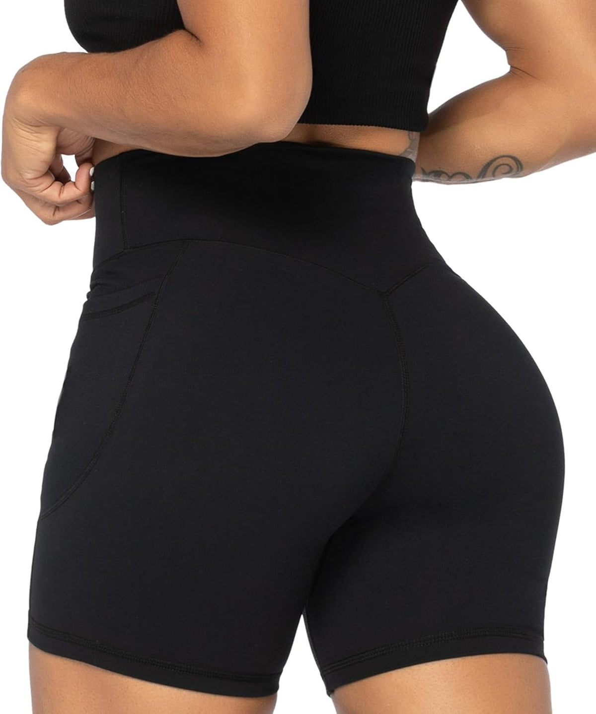 Sunzel Biker Shorts for Women - No Front Seam Design with Pockets | Tummy Control Yoga & Gym Shorts