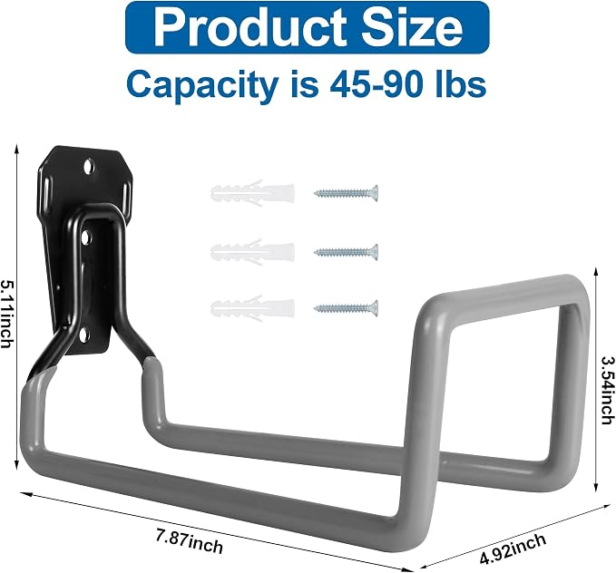 PeoMev Garden Hose Holder - Metal Garden Hose Reel Wall Mounted Water Hose Holders for Outside, Heavy Duty Hose Hanger for Water Hose Storage