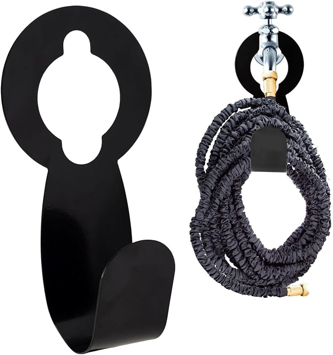 chic style Garden Hose Holder Hook, Pack 2 Metal Hose Hangers for 50ft 25ft Expandable Hose