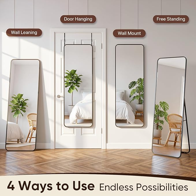 Antok 58"x20" Over the Door Mirror, Full Length Mirror Door Hanging