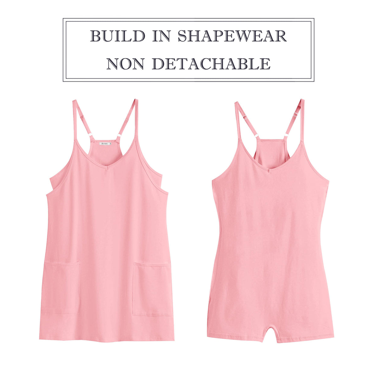 ANRABESS Women Athletic Dress Summer Tennis Workout Active Sports Mini Romper Dress Built in Shorts Travel Vacation Clothes Pink XX-Large