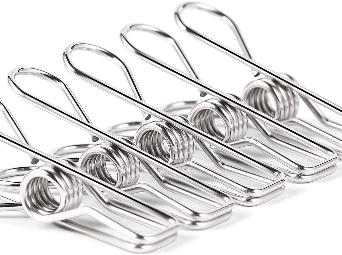 Heavy Duty Clothes Pins for Hanging Clothes, Stainless Steel Clothespins for Landry, Metal Clothes Clips, Clothes Pegs