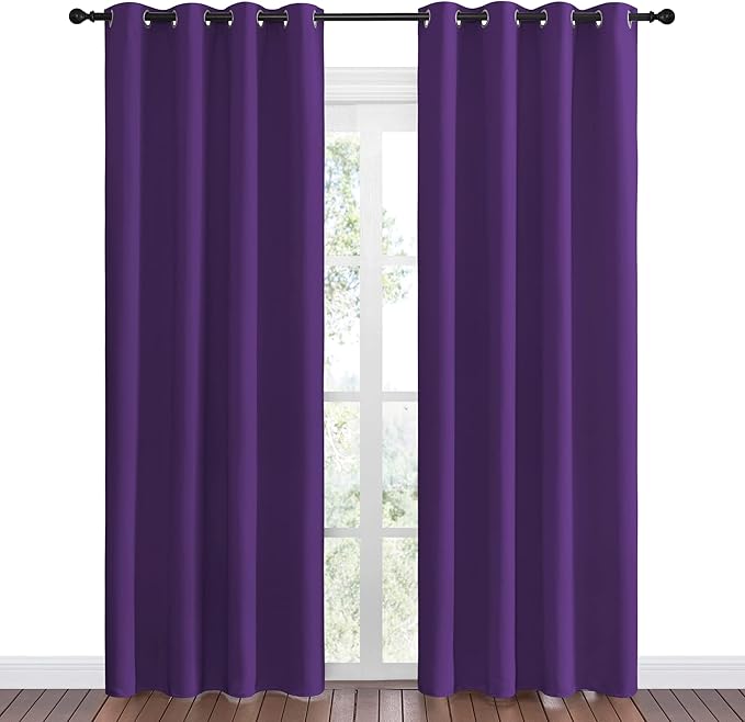 NICETOWN Purple Blackout Curtains 86 inches Long, Niose Reducing and Thermal
