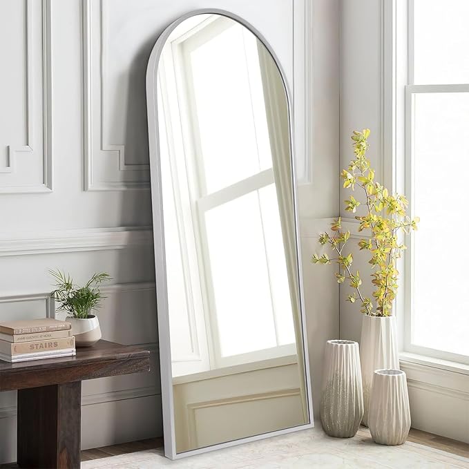 48x16 inches Arch Bathroom Full Length Mirror, Metal Aluminum Frame Modern