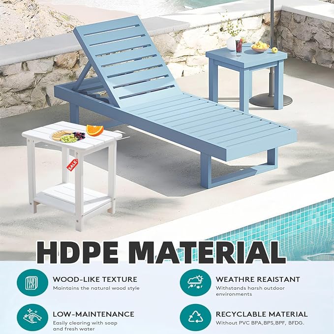 Adirondack Square Outdoor Side Table,2-Tier Storage Patio Side Table with Weatherproof HDPE Material Low