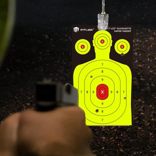 Atflbox 25 Pack 17X25 inch Silhouette Paper Target and 25 Pack 17X25 inch Battle Shooting Range Paper Target