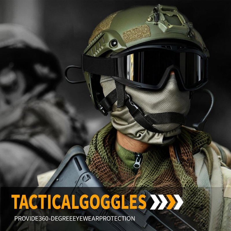 Triple Threat Tactical Goggles: Anti-Fog, 3x Lens & UV400 - Military Grade Protection for Airsoft, Shooting, and Outdoor Sports