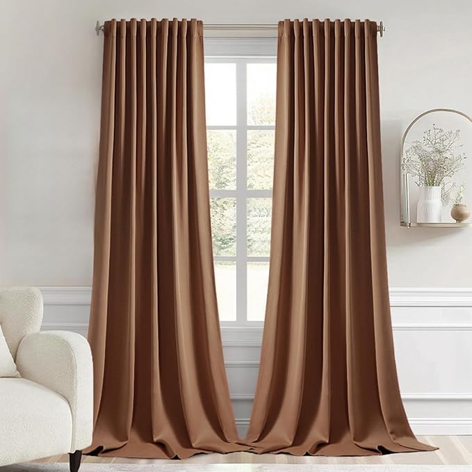 MIULEE Back Tab Blackout Curtains 102 Inch Long 2 Panels Set