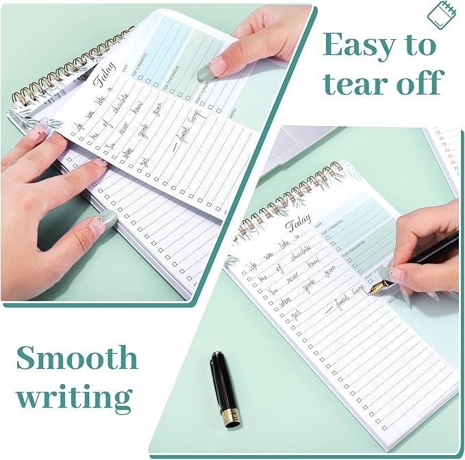 2 Packs To Do List Notepad, 104 Pages To Do List Notebook A5 Undated Daily Planner Notepad with Task Checklist Home Office School Supplies