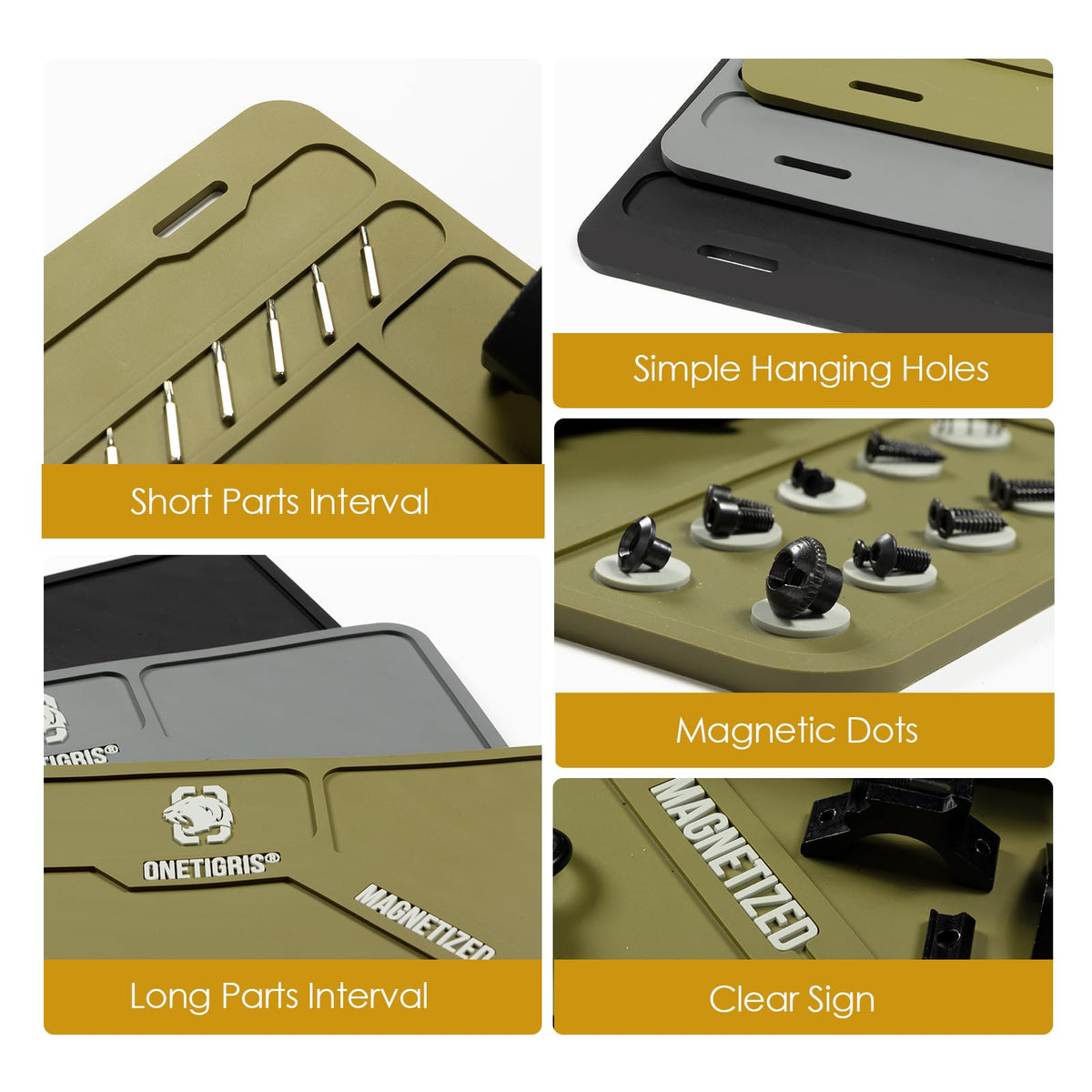 OneTigris Gun Cleaning Mat Rifle Pistol Gun Mat with Magnetic Dots, Non-Slip Oil Resistant Brown