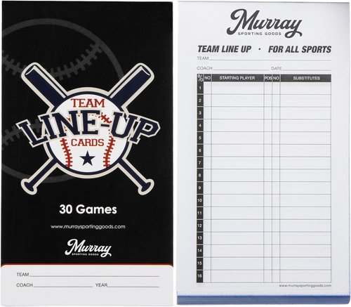 Murray Sporting Goods Baseball Lineup Cards - 30 Games with 16 Player Roster Sheets | 4-Part Carbon Copies