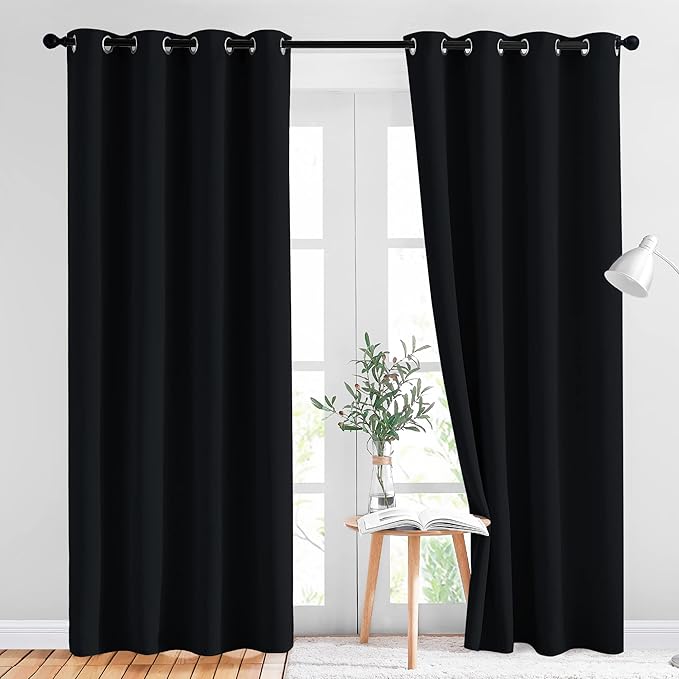 NICETOWN Black Out Dooway Curtain 80 inches Long, Grommet Thermal Insulated