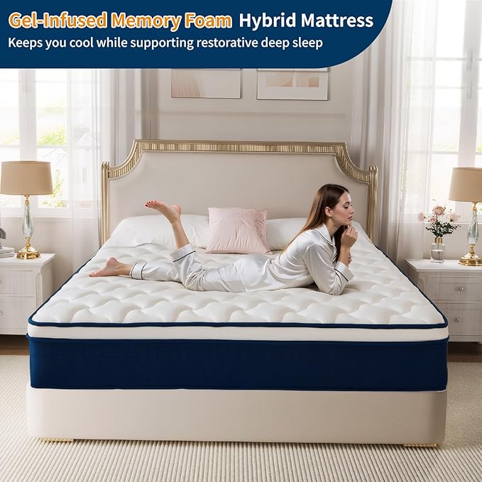 14 Inch Twin Luxury Memory Foam Mattress, Medium Firm - Gel-Infused Cooling, CertiPUR-US Certified, Plush Pressure Relief, Vacuum-Packed for Easy Setup
