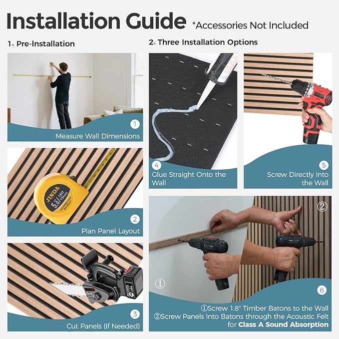 AKUMAX 4 Pack Acoustic Panels, Wood Slat
