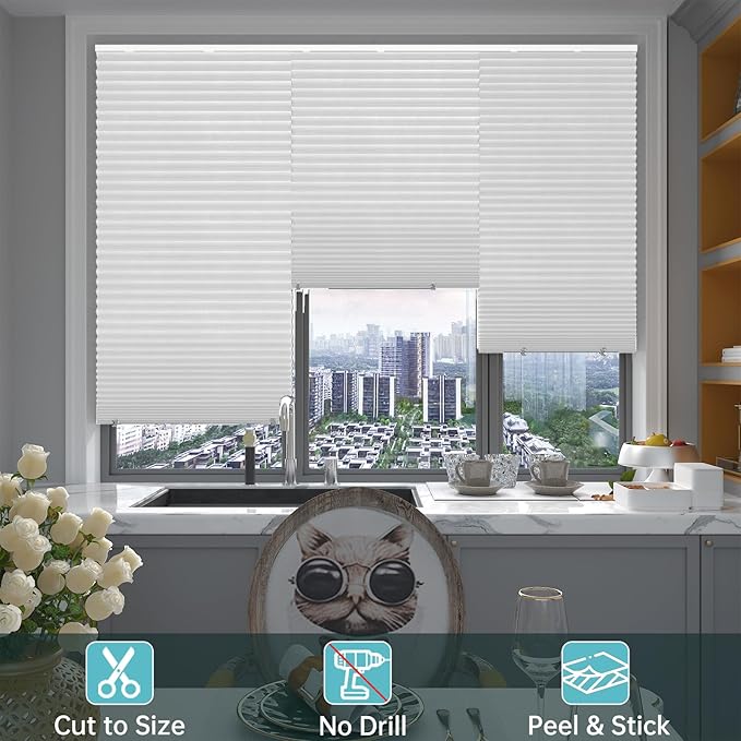 Changshade 6 Pack Temporary Shades, Pleated Paper Blinds