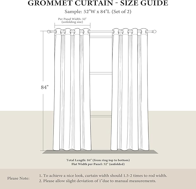 NICETOWN Natural Room Darkening Curtains 84 inches Long