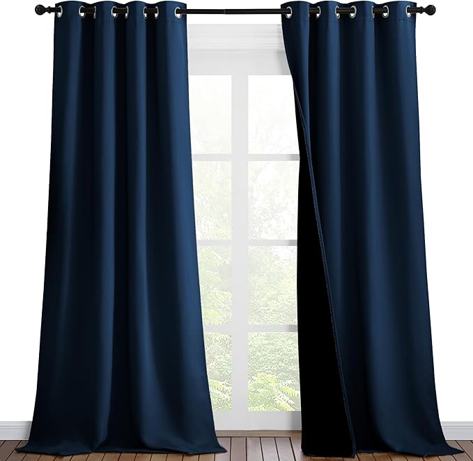 NICETOWN Moroccan Blue Full Shade Curtain Panels, Pair of Thermal Insulated &