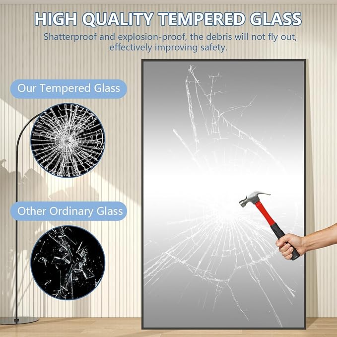 Large Mirror Full Length 72"X44", Oversized Floor Mirror
