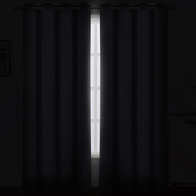 LEMOMO Blackout Curtains 66 x 95 inch/Grey Curtains Set of 2 Panels/Thermal