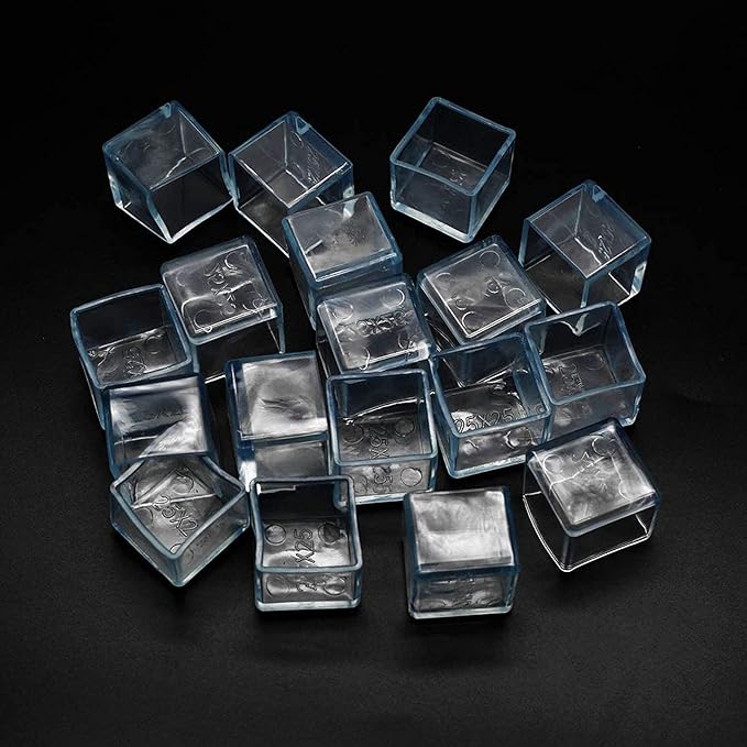 16 Pcs Transparent Square Anti-Slip Rubber Leg Tips Chair Leg Caps Furniture Floor Protectors Chair Table Bar Stool Leg Covers Furniture Leg Cube Feet 1.38 Inch x 1.38 Inch (35 x 35mm)
