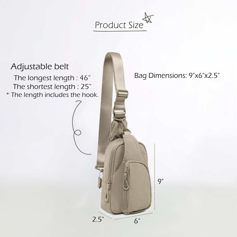 ODODOS Sling Bag with Adjustable Straps Crossbody Chest Bag Lightweight Small Backpack for Casual Outdoor Traveling Hiking, Taupe