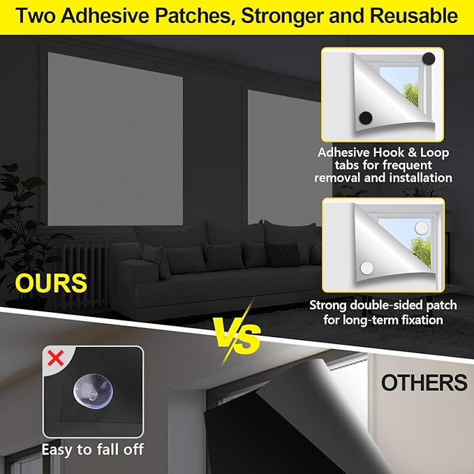 FADOTY Blackout Curtains for Bedroom, Portable 100% Black Out Window Cover Film