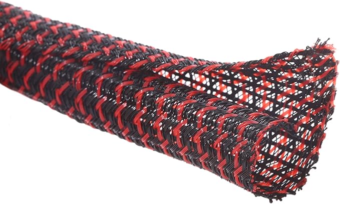 Alex Tech 10ft - 1 inch Cord Protector Wire Loom Tubing Cable Sleeve Split Sleeving For USB Cable Power Cord Audio Video Cable – Protect Cat From Chewing Cords - Blackred