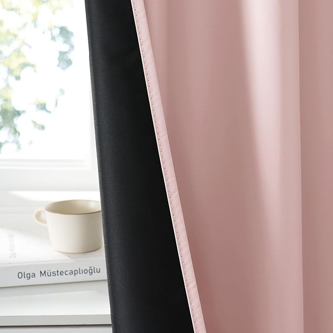 RYB HOME Bedroom Blackout Curtains 80 inches Long, 100% Blackout Thermal