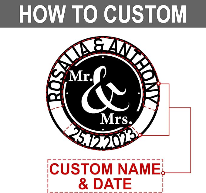 Wedding Gifts for Couples 2025 Name Signs for Home Personalized Metal Wall Decor Custom Family Name Sign Personalized Anniversary Wedding Gift