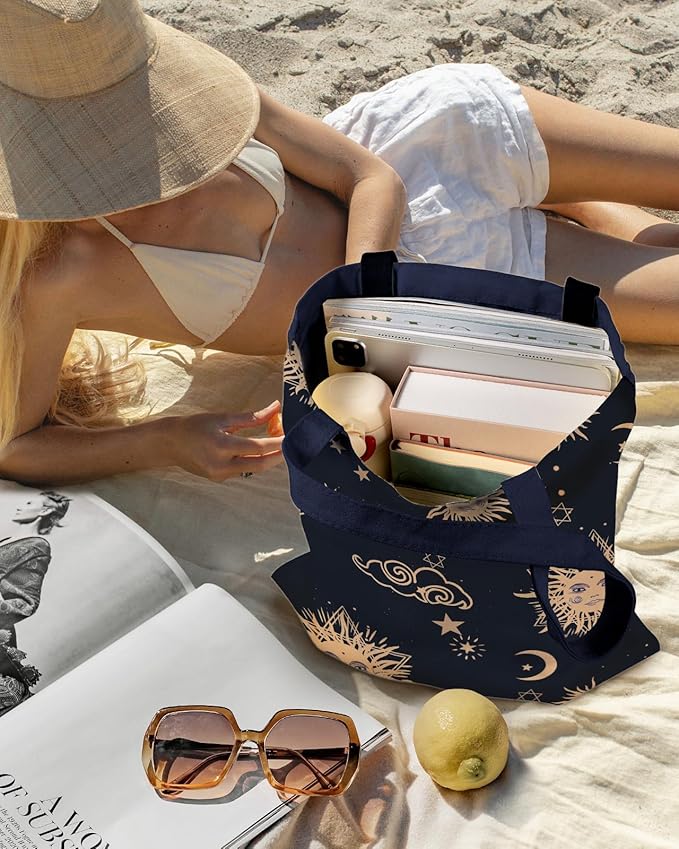 Miss Adola Aesthetic Canvas Tote Bag for Women - Sturdy Cloth Cotton Totes Bag with Pattern Shoulder Bag
