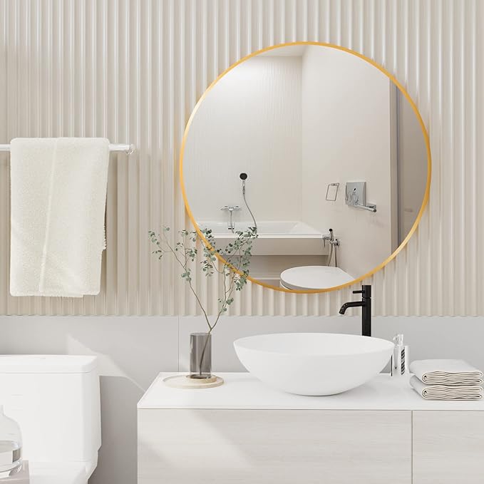 HARRITPURE Round Mirror 19.6" Gold Wall Mounted Circle Mirror
