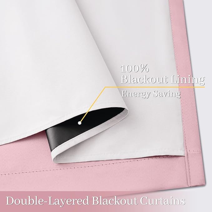 Yakamok 100% Blackout Curtain Panels 84 inches Cold and Light Blocking Drapes
