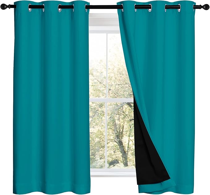 NICETOWN 100% Blackout Curtains 54 inches Long, Double-Deck Completely Blackout