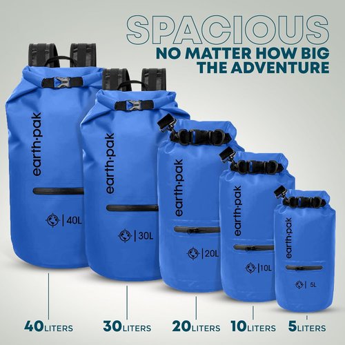 Earth Pak Waterproof Dry Bag - Durable Backpack with Zippered Pocket for Ultimate Gear Protection