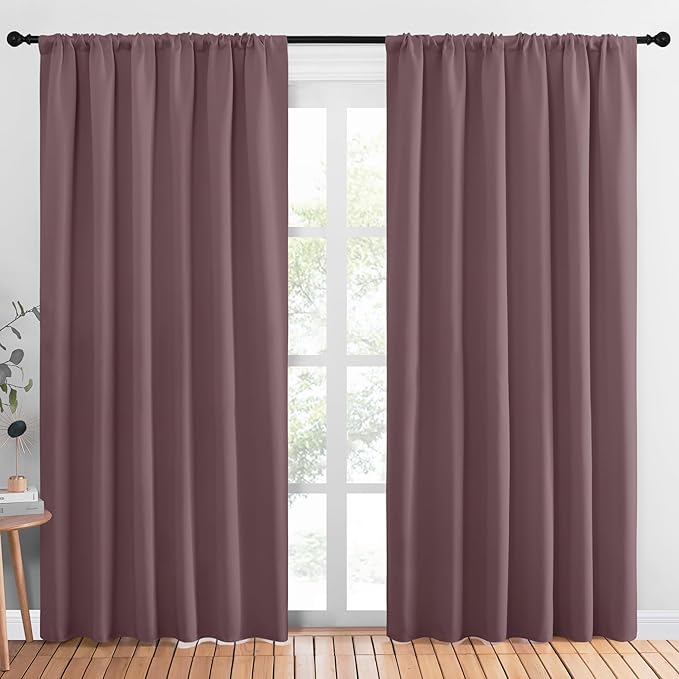 NICETOWN Living Room Curtains, Dry Rose, 1 Pair, 70 x 84-inch, Home Decorations