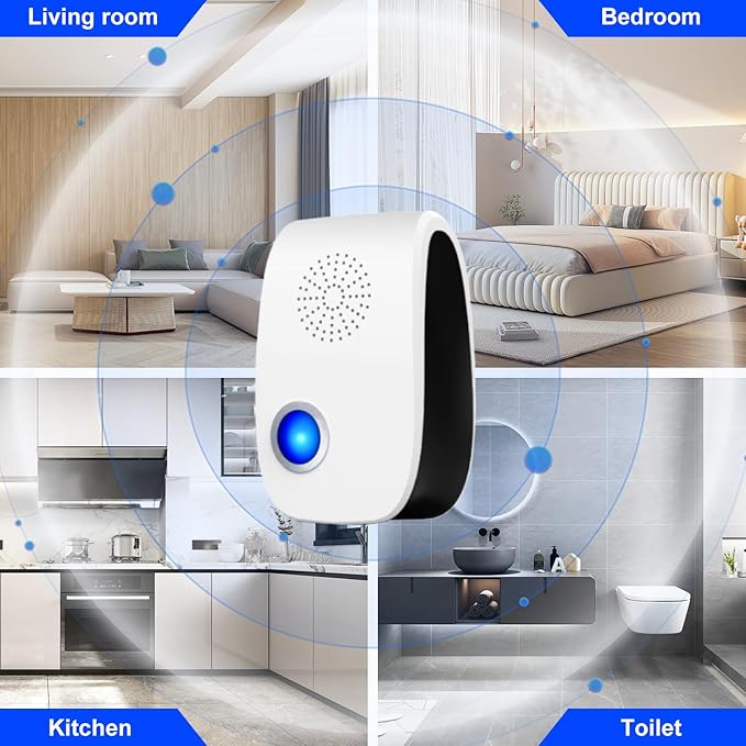 Upgraded Ultrasonic Repellent, Indoor Pest Repellent, Electronic Plug in Pest Control for Roach, Ant, Rodent, Mouse, Bugs, Mosquito, Spider Repellent for House, Garage, Warehouse (12)