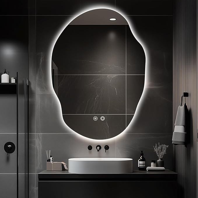 LED Bathroom Mirror with Lights, 25x35 in Asymmetrical Led Bathroom Mirror