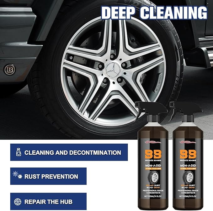 2025 Upgraded Bronze Bomber Wheel Cleaner, Tire Cleaner,- Safe on Chrome and All Wheel Finishes - Brake Dust, Dirt, Browning, Grease, and Grime Remover (US Stock) (4Pack)