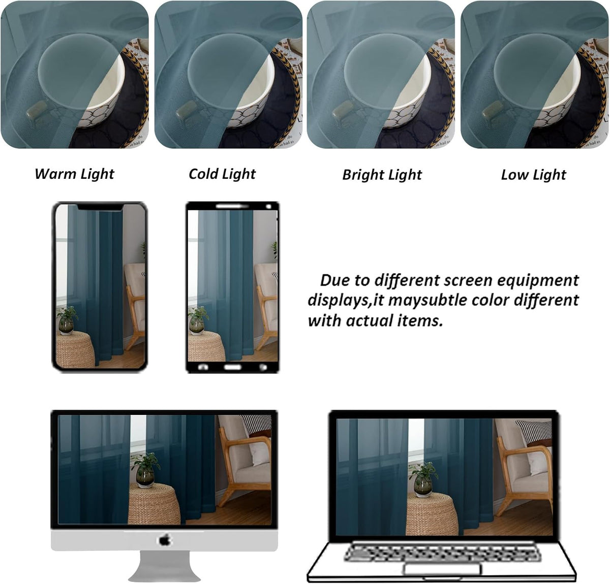 Chyhomenyc Stone Blue Sheer Curtains 78 Inches Long 2 Panels Set for Living Room, Light Filtering Voile Lightweight Bedroom Curtains, Rod Pocket Solid Window Treatment Drapes, Each 42W x 78L