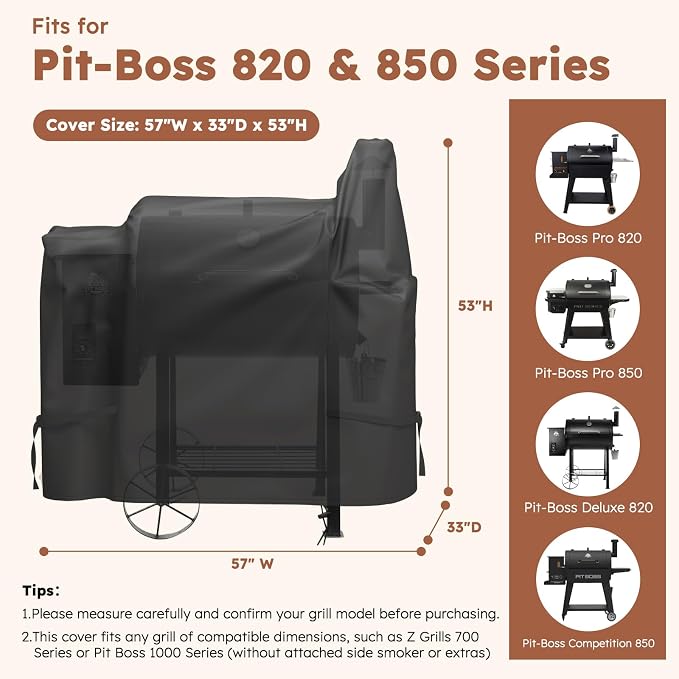 MR. COVER Grill Cover for Pit Boss 820 /Pro 850, Z Grill 700, Wood Pellet Smoker Cover for Pitboss, Waterproof & Heavy Duty BBQ Grill Cover for Pit Boss 820 Deluxe, Pro 850 and Z Grill 700, Black