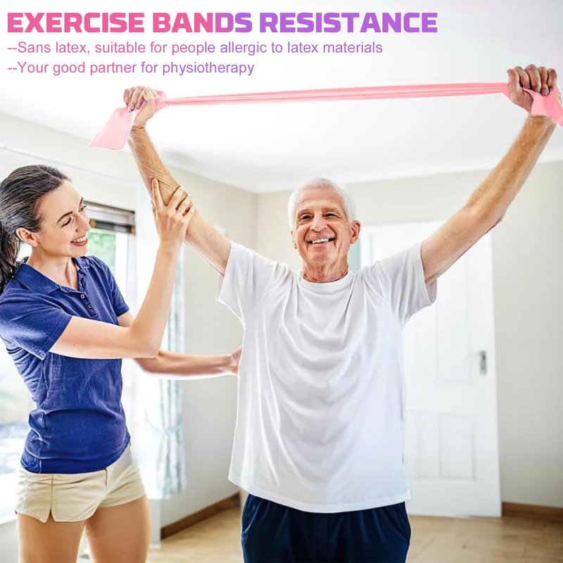 Resistance Bands, 5 Pcs Exercise Bands Elastic Stretch Bands for Fitness Yoga Pilates Stretching Strength Training, Workout Bands for Women and Men Home Gym