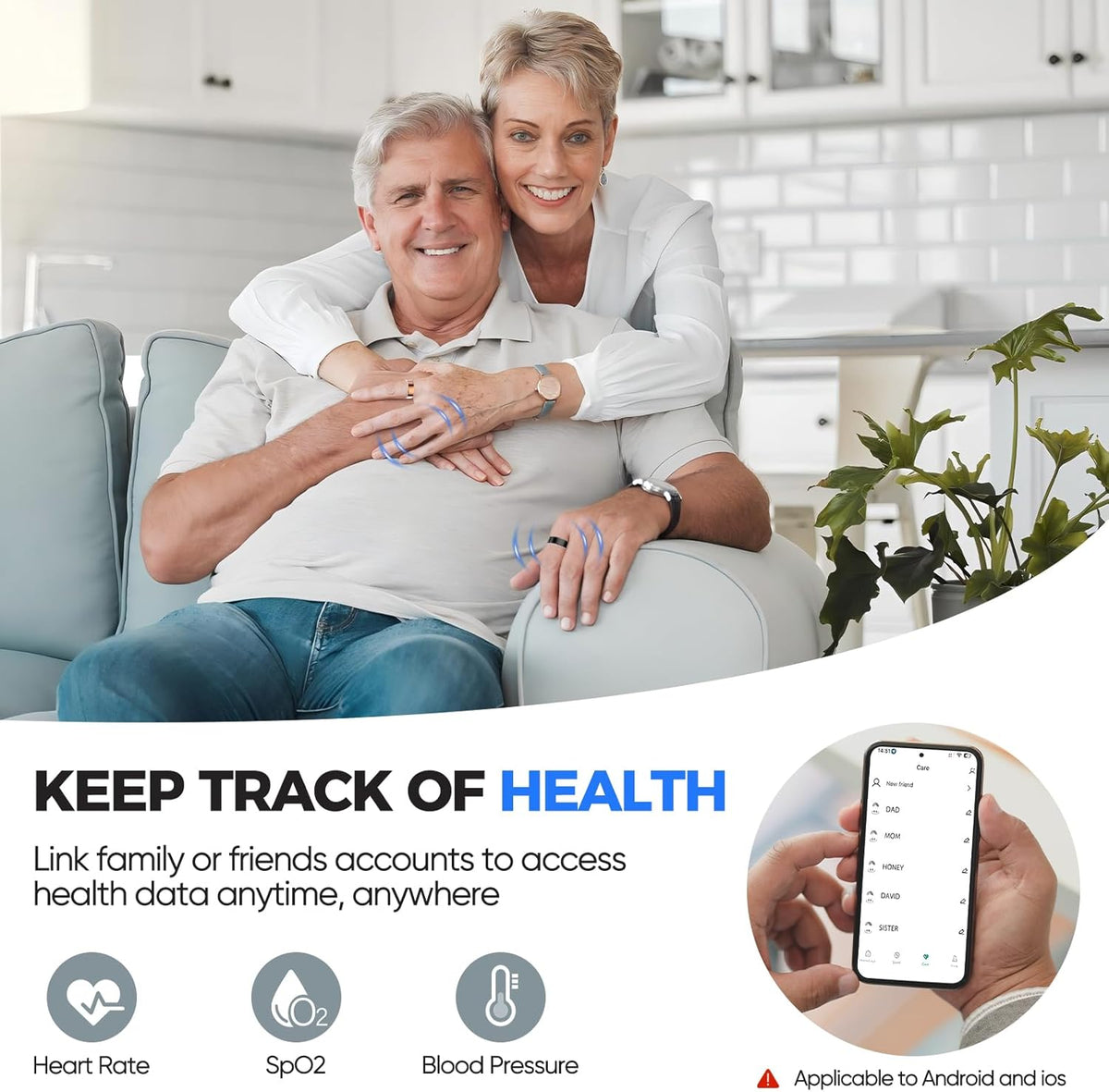 Skiennix Smart Ring Health Tracker - IP68 Water Resistant, Sleep & Exercise Monitoring | Unisex (Rose Gold, Size 11)
