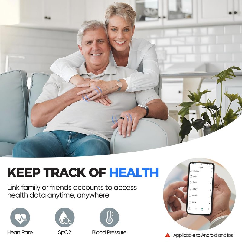 Smart Ring Health Tracker, Sleep/Exercise Monitoring, iOS /Android Compatible, IP68 Water Resistance, No Subscription Required, 5-Day Battery Life, Suitable for Both Women and Men (Rose Gold, 9)